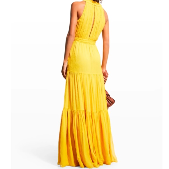 NWT $698 Veronica Beard Florencia Silk Maxi Dress in Canary Yellow - size 12! - Picture 5 of 7